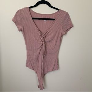Pink Tie Up Bodysuit